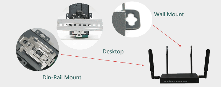 H820Q 4G Router supports Din-rail, wall-mount, Desktop