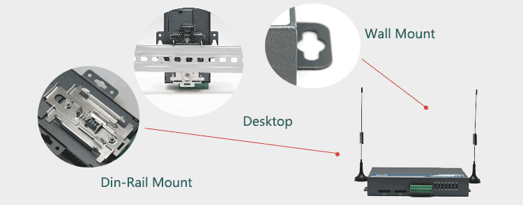 H720 4G Router supports Installation (Din-rail, wall-mount, Desktop)